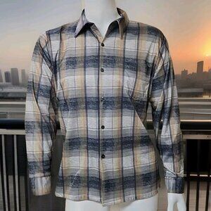 Vtg 60s 70s Disco Shirt Mens XL Big Collar Polyester Groovy Styled in California
